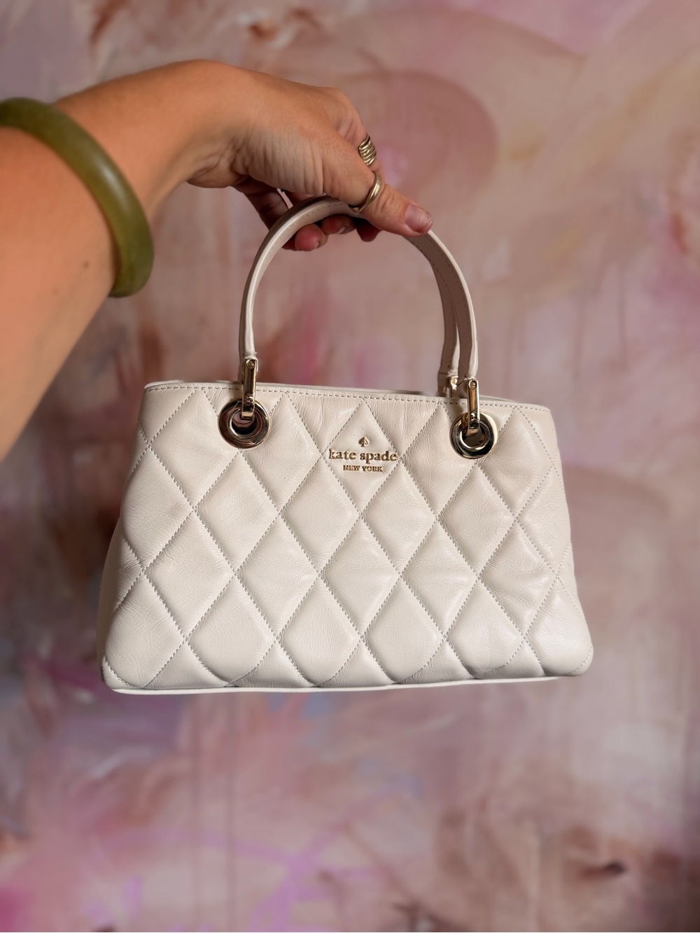 Kate Spade Cream Quilted Leather Top-Handle Bag